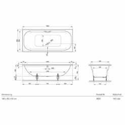 Bette Duo Badewanne 180 X 80 X 42 Cm Mit Griffbohrung Und Antirutsch Sense