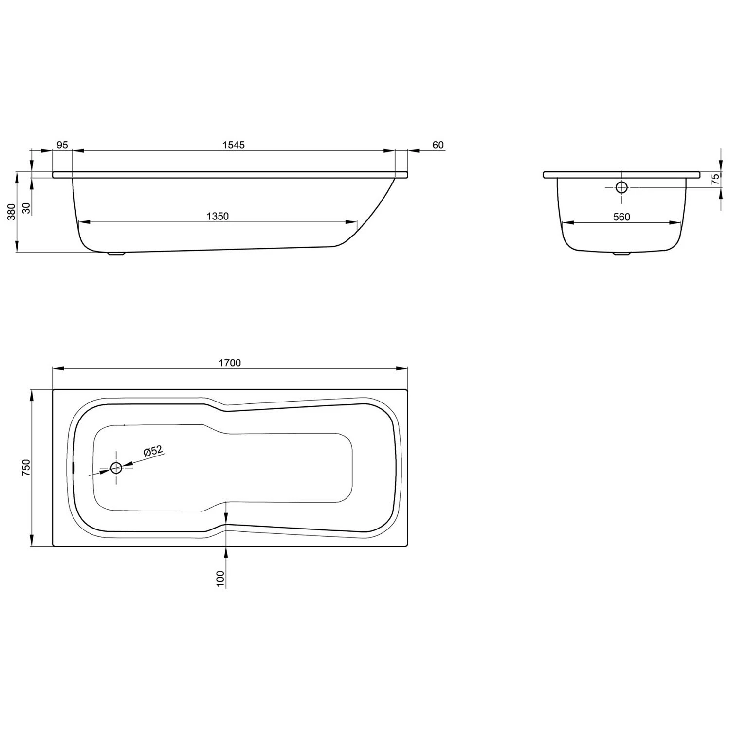 Bette Set Badewanne 170 X 75 X 38 Cm Mit Griffbohrung 4 Bette Set Badewanne 170 X 75 X 38 Cm Mit Griffbohrung – Bild 2