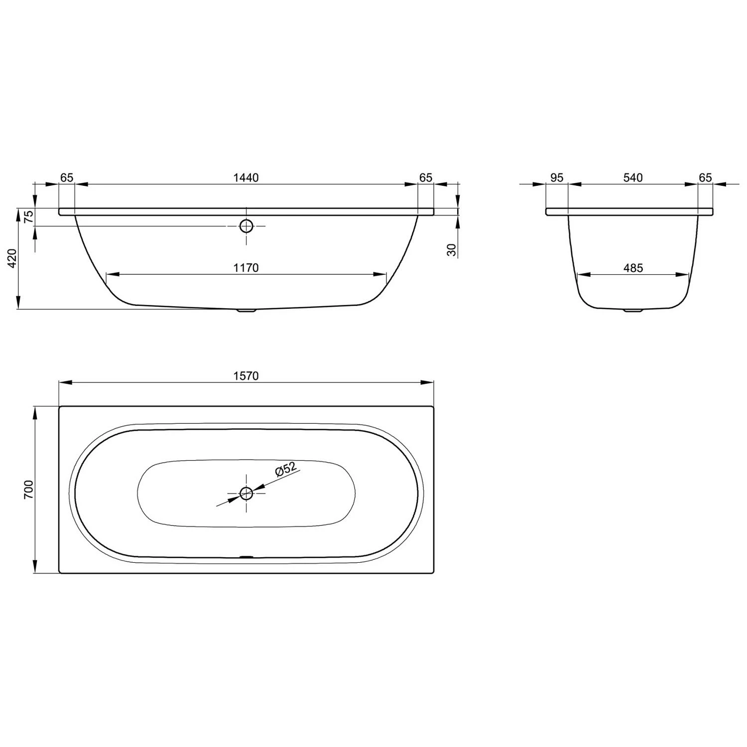 Bette Starlet Badewanne 157 X 70 Cm Mit Griffbohrung 6 Bette Starlet Badewanne 157 X 70 Cm Mit Griffbohrung – Bild 4