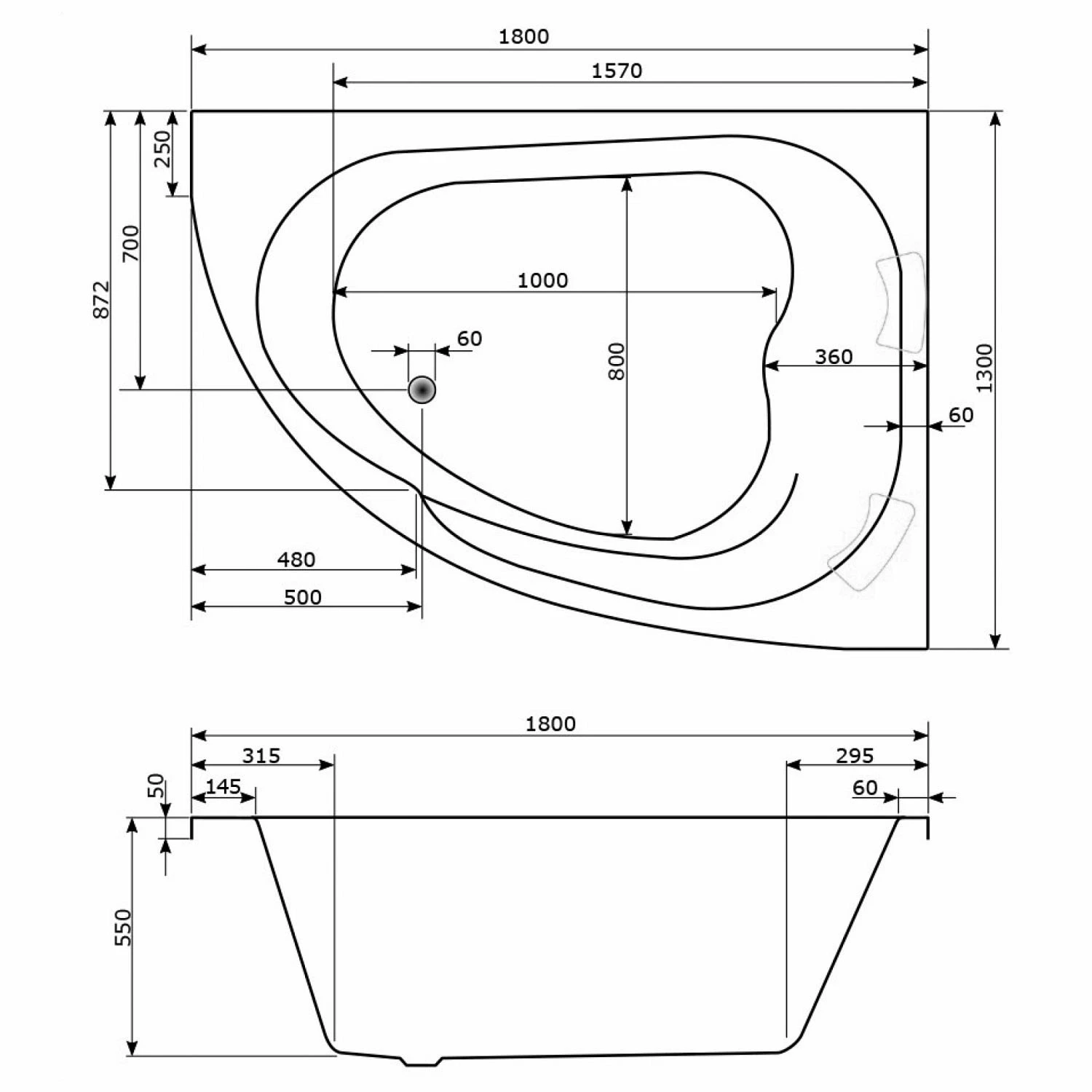 Caribia Delta XL Badewanne 180 X 130 Cm Mit Schürze, Für Ecke Rechts 5 Caribia Delta XL Badewanne 180 X 130 Cm Mit Schürze, Für Ecke Rechts – Bild 3