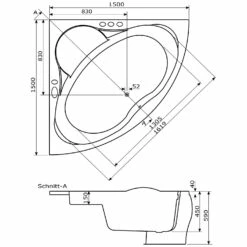Caribia Rio Premium Whirlpool 150 X 150 Cm Ohne Schürze -Badezimmer Verkaufs-Shop caribia badewannen eck rio premium whirlpool 5927950