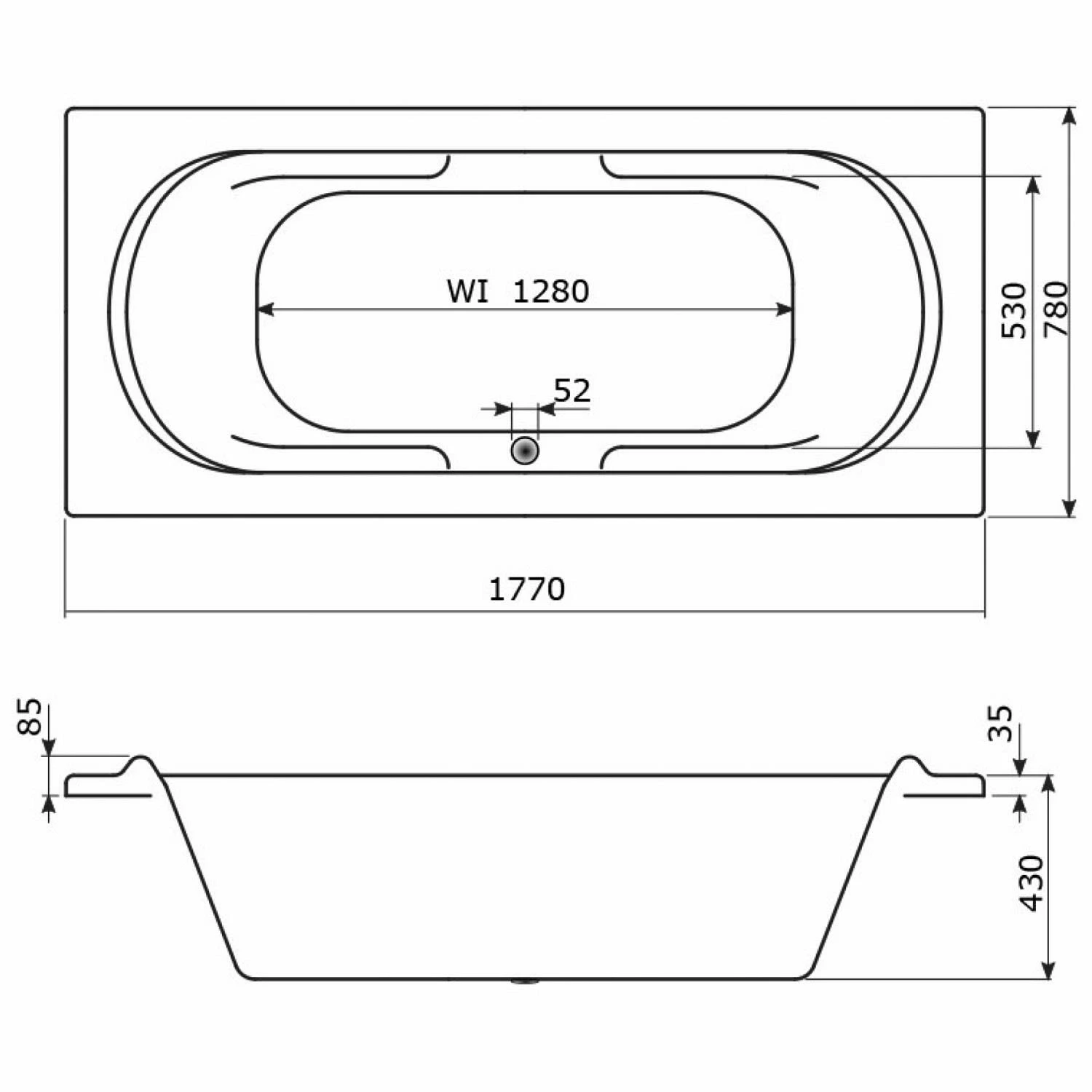 Caribia Komfort Badewanne 177 X 78 Cm Ohne Schürze 3 Caribia Komfort Badewanne 177 X 78 Cm Ohne Schürze