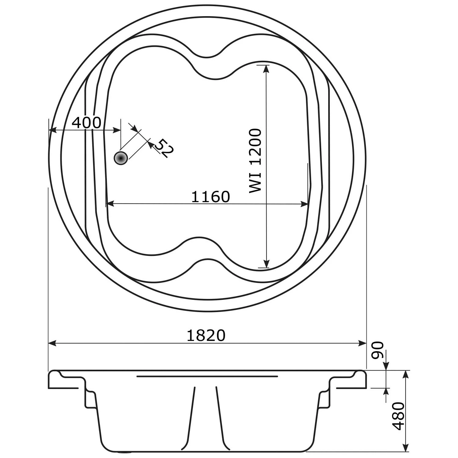 Caribia Vidal Premium Badewanne 182 X 182 Cm, Rund, Ohne Schürze 4 Caribia Vidal Premium Badewanne 182 X 182 Cm, Rund, Ohne Schürze – Bild 2