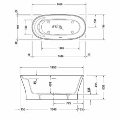 Duravit Cape Cod Badewanne Freistehend 165 X 78 Cm