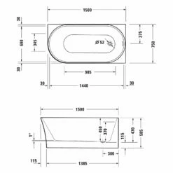 Duravit DuraSenja Badewanne 150 X 75 Cm -Badezimmer Verkaufs-Shop duravit badewannen durasenja 150 x 75 11029894