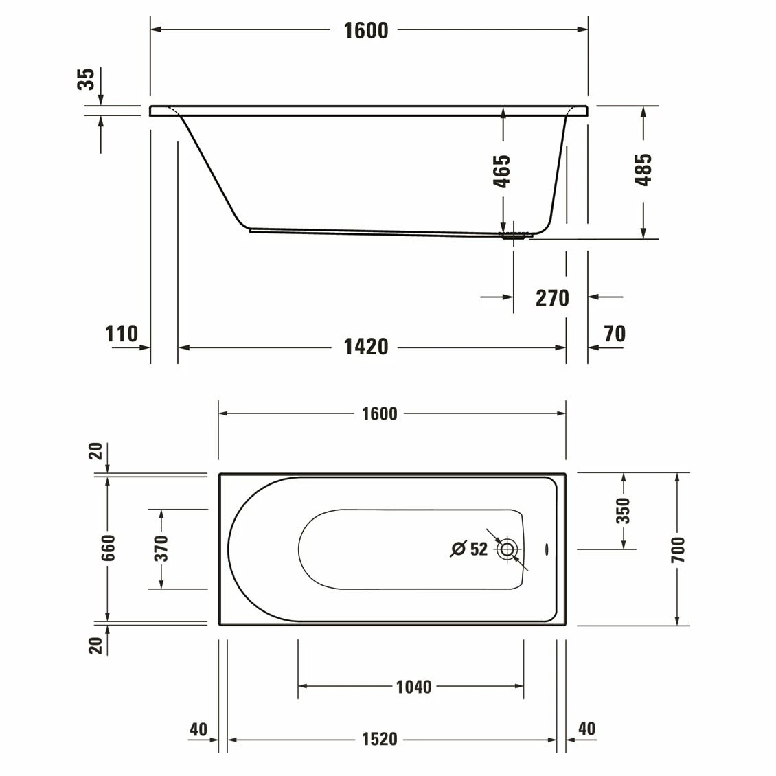 Duravit D-Neo Rechteck-Whirlwanne 160 X 70 Cm, Einbauversion 3 Duravit D-Neo Rechteck-Whirlwanne 160 X 70 Cm, Einbauversion