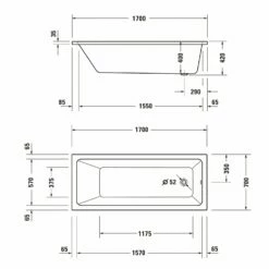 Duravit No. 1 Rechteck-Badewanne 170 X 70 Cm Mit 1 Rückenschräge -Badezimmer Verkaufs-Shop duravit no 1 badewannen whirlwannen rechteck 6465509