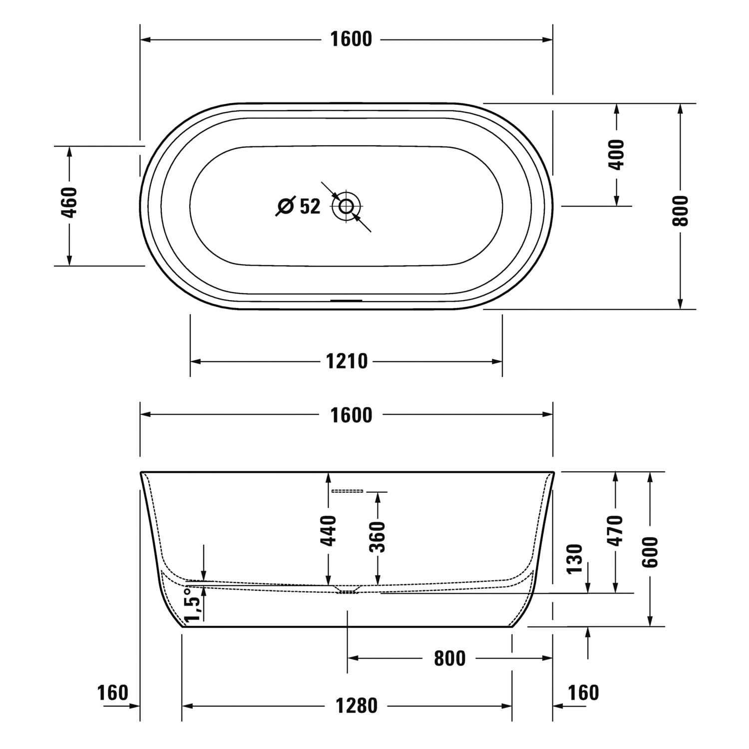 Duravit Soleil By Starck Badewanne Freistehend 160 X 80 Cm 4 Duravit Soleil By Starck Badewanne Freistehend 160 X 80 Cm – Bild 2
