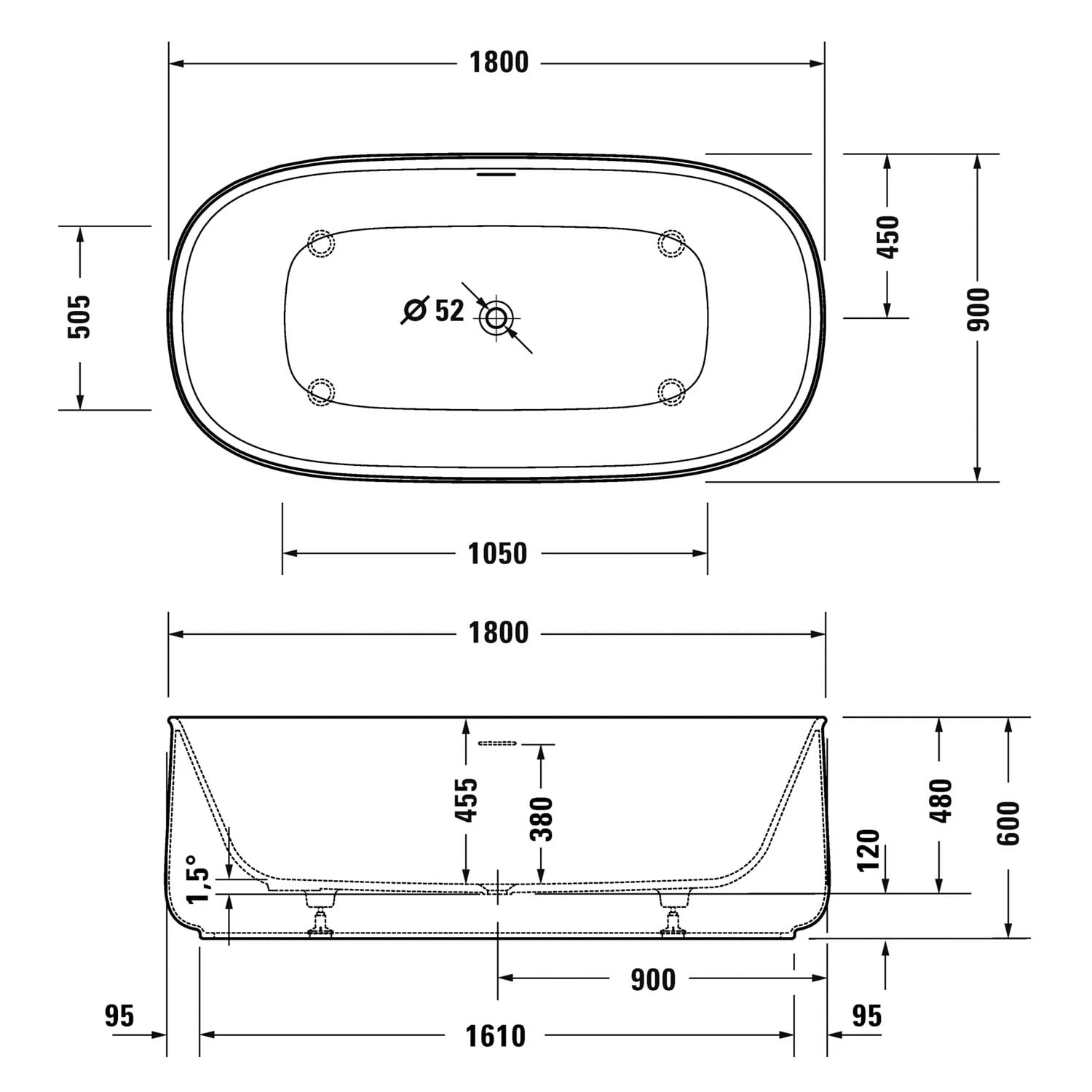 Duravit Zencha Freistehende Whirlwanne 180 X 90 Cm 4 Duravit Zencha Freistehende Whirlwanne 180 X 90 Cm – Bild 2