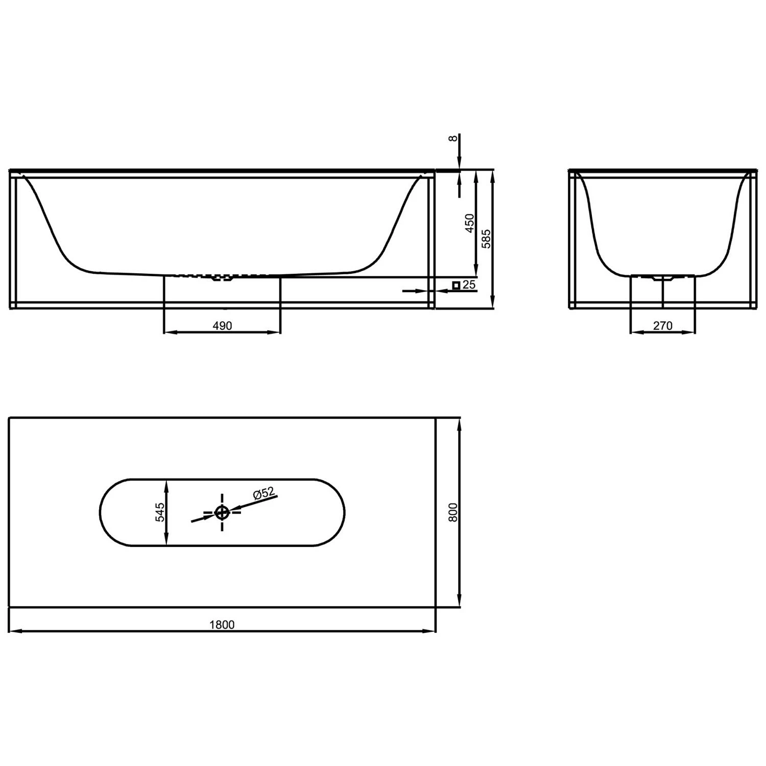 Bette LUX Shape Freistehende Badewanne 180 X 80 Cm 6 Bette LUX Shape Freistehende Badewanne 180 X 80 Cm – Bild 4
