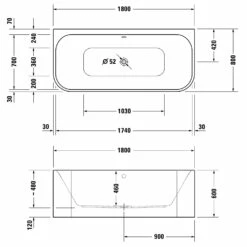 Duravit Happy D.2 Plus Whirlwanne 180 X 80 Cm Vorwand, Mit Combi-System E