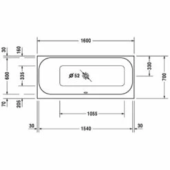 Duravit Happy D2 Rechteck Whirlwanne 160 X 70 Cm Mit Jet System, Rückenschräge Links