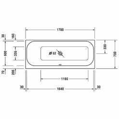 Duravit Happy D2 Rechteck Whirlwanne 170 X 70 Cm Mit Combi-System E, Rückenschräge Links
