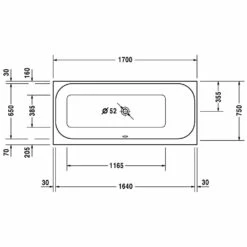 Duravit Happy D2 Rechteck Whirlwanne 180 X 75 Cm Mit Combi-System P, Rückenschräge Rechts