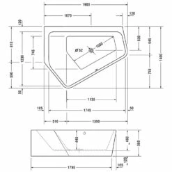 Duravit Paiova 5-Eck Badewanne Links, Mit Verkleidung 190 X 140 Cm