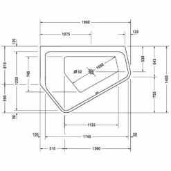 Duravit Paiova 5-Eck Whirlwanne 190 X 140 Cm Mit Combi-System L