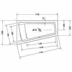 Duravit Paiova Whirlwanne 170 X 100 Cm Mit Jet System, Rückenschräge Links