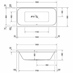Duravit Happy D.2 Badewanne Rechteck 190 X 90 Cm, Mit Zwei Rückenschrägen