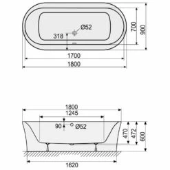 DUSCHOLUX Prime-Line Free Freistehende Ovalwanne 180 X 90 Cm -Badezimmer Verkaufs-Shop hersteller duscholux badewannen ovalbadewannen prime line 850530