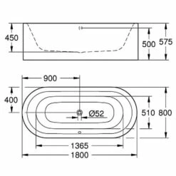 GROHE Essence Freistehende Badewanne 180 X 80 Cm, Mit Überlauf