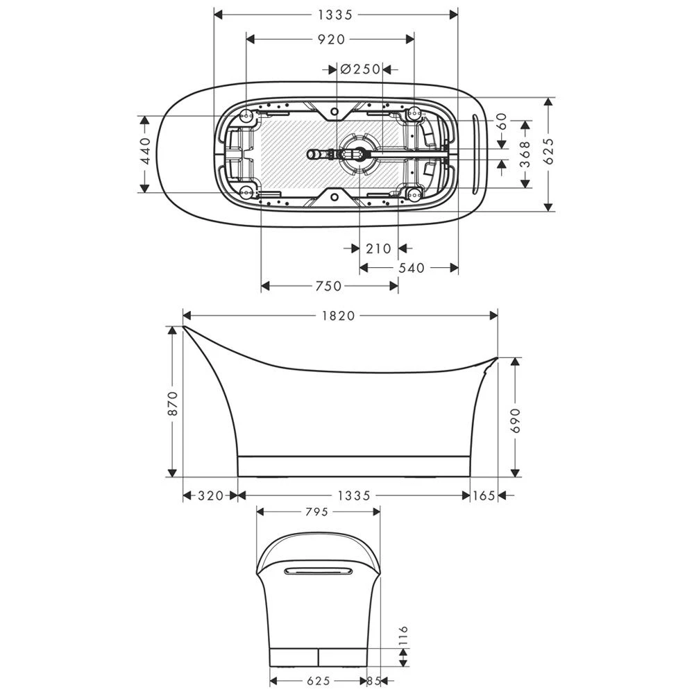 AXOR Urquiola Wanne 180 Cm 4 AXOR Urquiola Wanne 180 Cm – Bild 2
