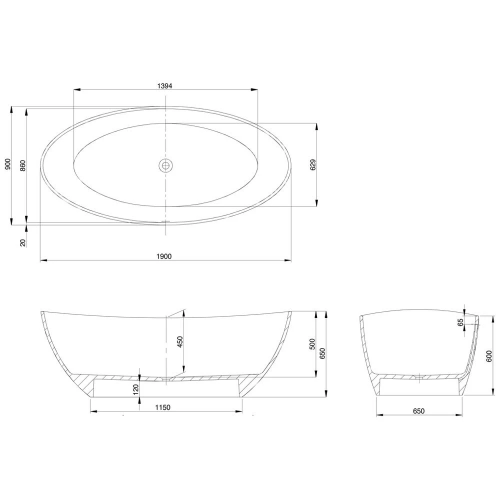Hoesch Namur Oval-Badewanne 190 X 90 Cm Freistehend 5 Hoesch Namur Oval-Badewanne 190 X 90 Cm Freistehend – Bild 3