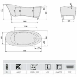 Hoesch Namur Lounge Oval-Badewanne 180 X 80 Cm Freistehend -Badezimmer Verkaufs-Shop hersteller hoesch badewannen whirlpools freistehende namur 1402616