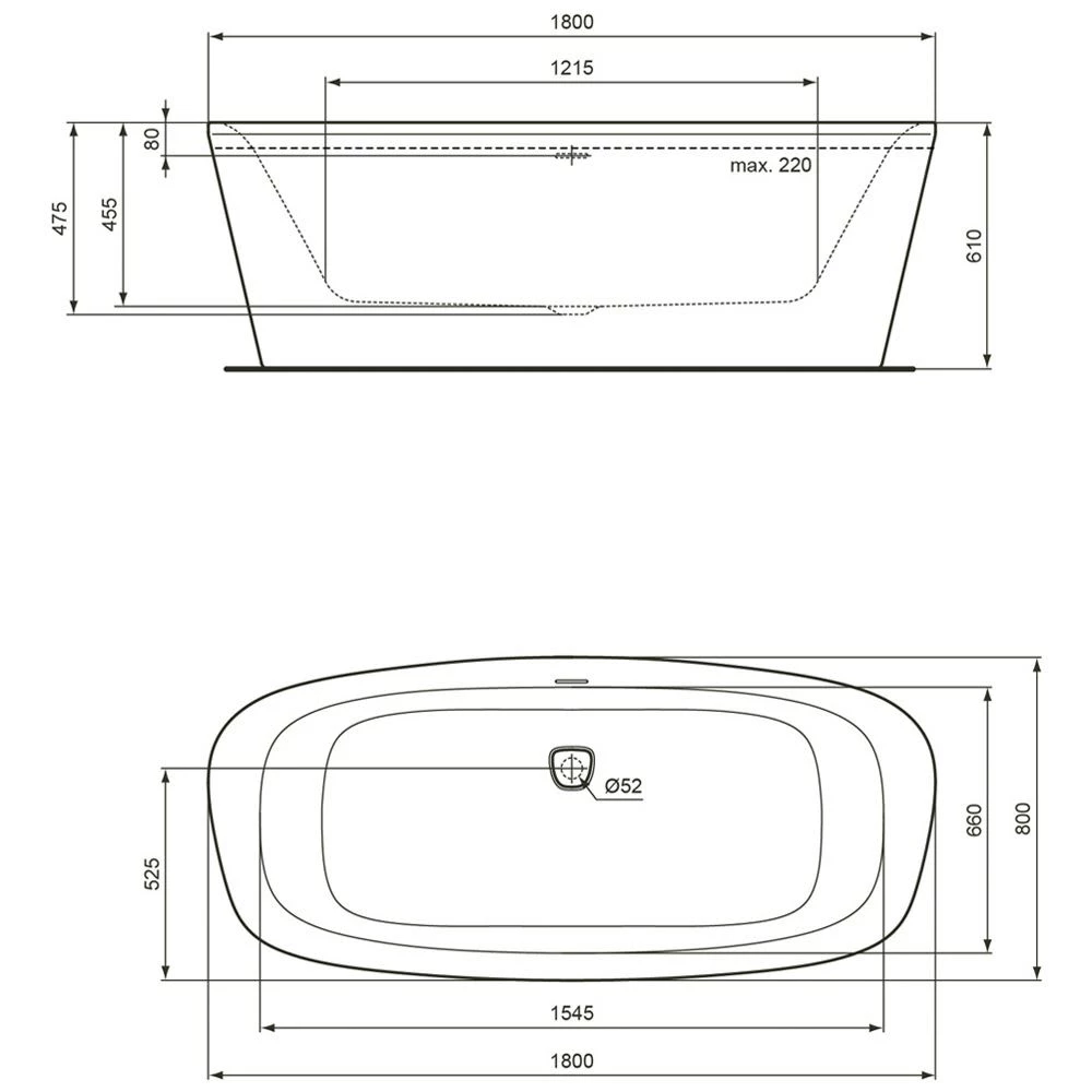 Ideal Standard Dea Freistehende Körperform-Badewanne 180 X 80 Cm 5 Ideal Standard Dea Freistehende Körperform-Badewanne 180 X 80 Cm – Bild 3