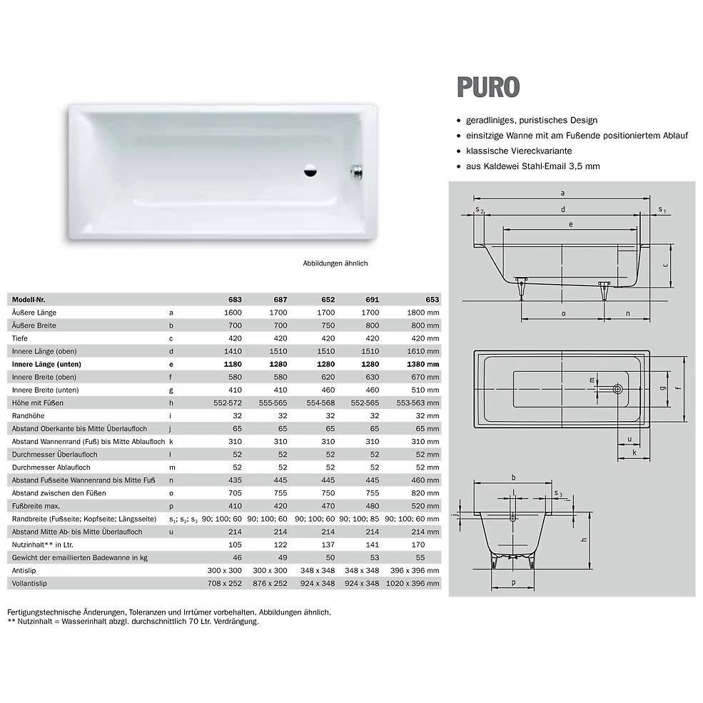 Kaldewei Puro 653 Badewanne 180 X 80 Cm 3 Kaldewei Puro 653 Badewanne 180 X 80 Cm