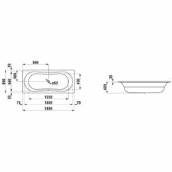 LAUFEN Thallium Duo Einbau-Badewanne 180 Cm