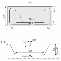 Architekt Plana Duo Badewanne 180 X 80 Cm -Badezimmer Verkaufs-Shop hersteller megabad sortiment badewannen architekt rechteckbadewannen 1016727