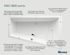 Polypex Ego 1800 Eckbadewanne Rechts -Badezimmer Verkaufs-Shop hersteller polypex badewannen eckbadewannen ego 1800 2582779