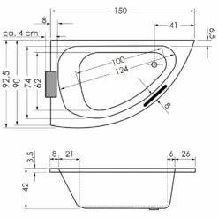 Repabad Sydney 150 Rechts Eck-Badewanne