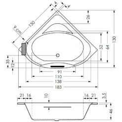 Repabad Taurus 130 Eck-Badewanne