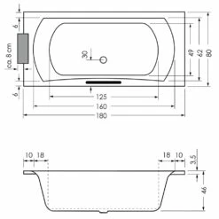Repabad Arosa 180 X 80 Badewanne Mit Rückentherapie -Badezimmer Verkaufs-Shop hersteller repabad badewannen rechteck arosa 180 1411886