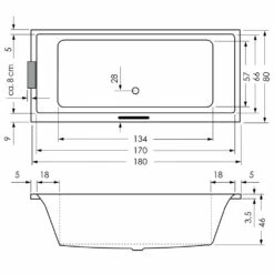 Repabad Genf 180 Rechteck-Badewanne Mit Rückentherapie -Badezimmer Verkaufs-Shop hersteller repabad badewannen rechteck genf 180 1409665