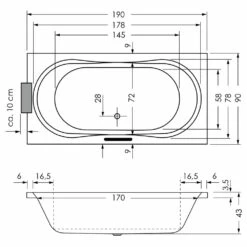 Repabad Pluto 190 Rechteck-Badewanne Mit Rückentherapie