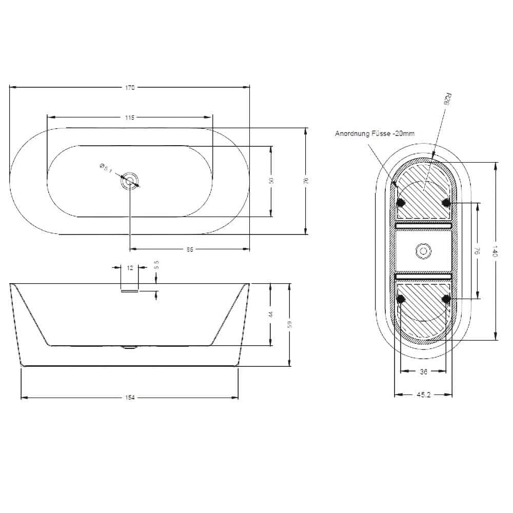 Riho Modesty Freistehende Badewanne 170 X 76 Cm Mit Riho Fall 6 Riho Modesty Freistehende Badewanne 170 X 76 Cm Mit Riho Fall – Bild 4