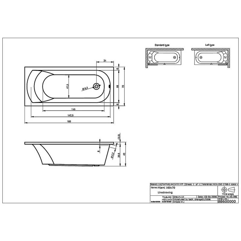 Riho Miami 160 Rechteck-Badewanne 160 X 70 Cm 4 Riho Miami 160 Rechteck-Badewanne 160 X 70 Cm – Bild 2