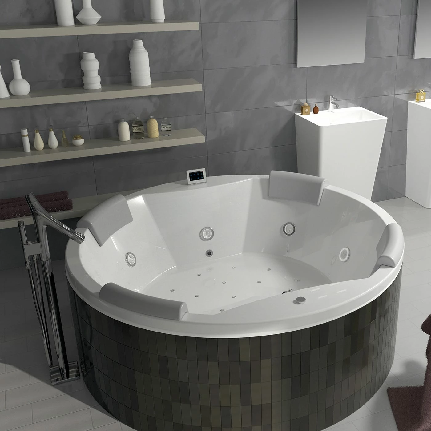 Riho Whirlpool Carmen Mit Farblichttherapie, Touchbedienung, Heizung Und Kopfstützen Schwarz 3 Riho Whirlpool Carmen Mit Farblichttherapie, Touchbedienung, Heizung Und Kopfstützen Schwarz