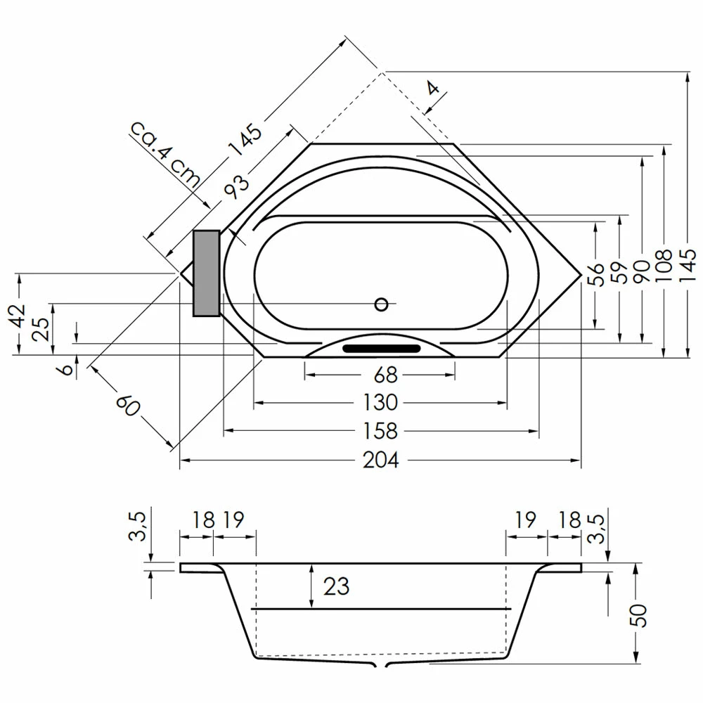 Steinkamp Life Eckbadewanne 145 X 145 Cm Ohne Ecke, Mit Aquapunktur 5 Steinkamp Life Eckbadewanne 145 X 145 Cm Ohne Ecke, Mit Aquapunktur – Bild 3