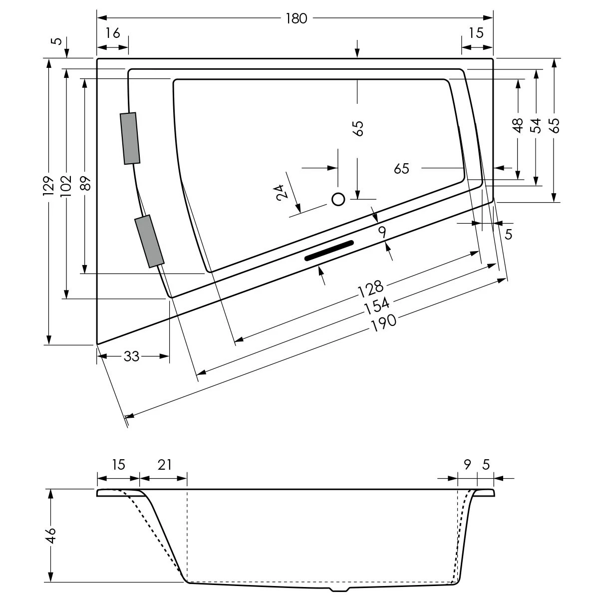Steinkamp Life Eckbadewanne 180 X 130/65 Cm Mit Aquapunktur, Ecke Links 6 Steinkamp Life Eckbadewanne 180 X 130/65 Cm Mit Aquapunktur, Ecke Links – Bild 4