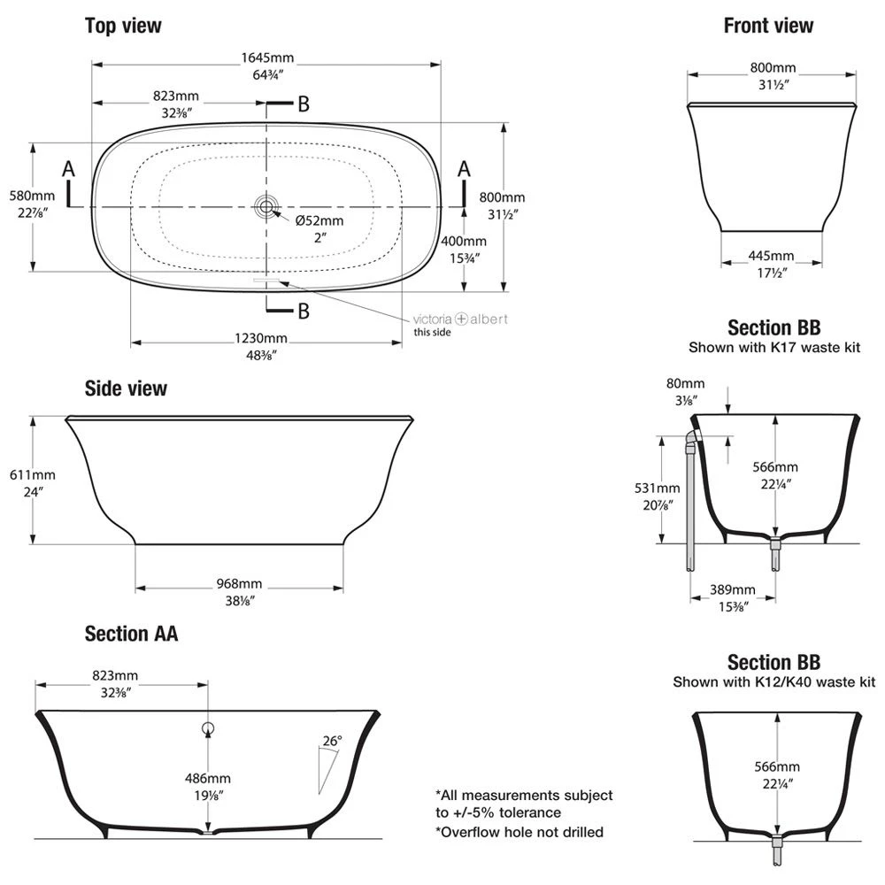 Victoria & Albert Amiata 1650 Freistehende Badewanne 6 Victoria & Albert Amiata 1650 Freistehende Badewanne – Bild 4