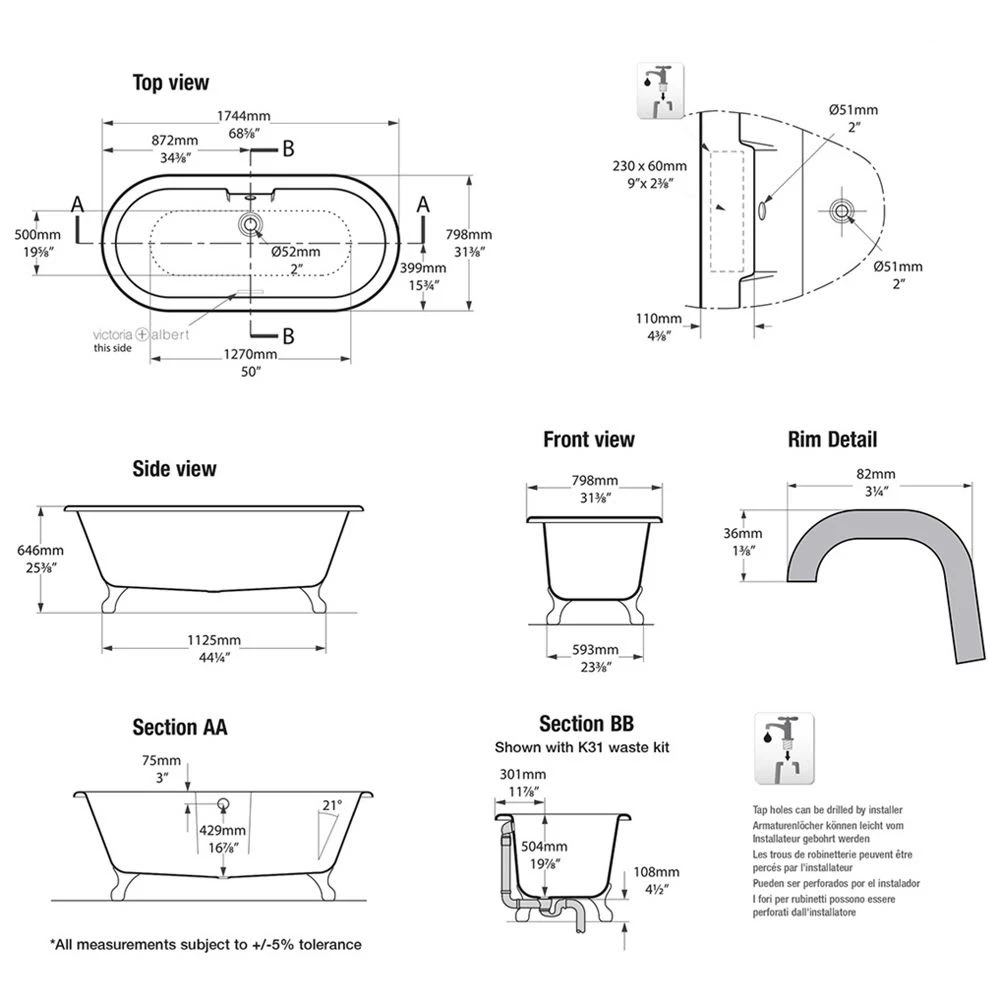 Victoria & Albert Cheshire Freistehende Badewanne 6 Victoria & Albert Cheshire Freistehende Badewanne – Bild 4