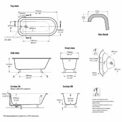 Victoria & Albert Hampshire Freistehende Badewanne, Füße Nickel Gebürstet