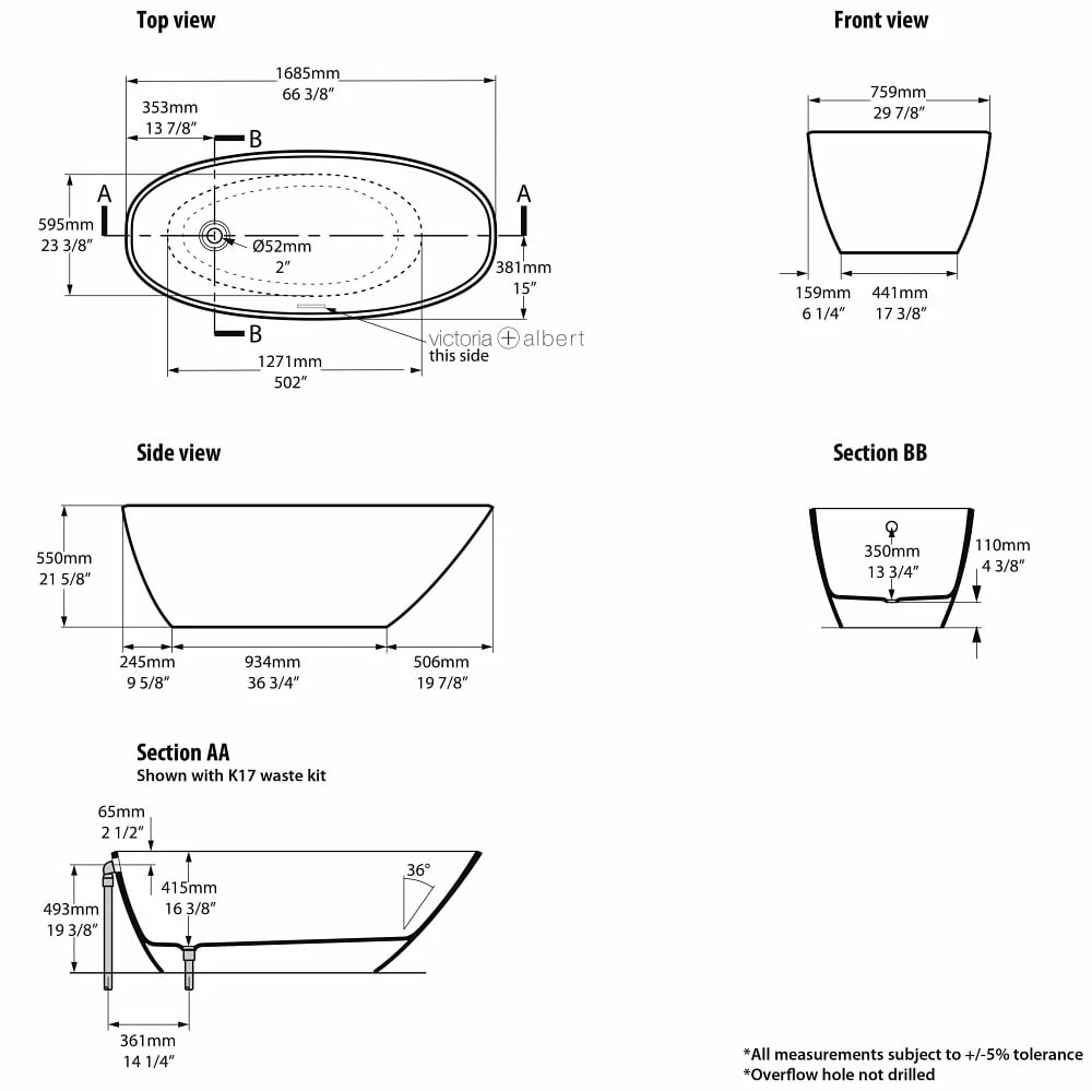 Victoria & Albert Mozzano 2 Freistehende Badewanne 4 Victoria & Albert Mozzano 2 Freistehende Badewanne – Bild 2