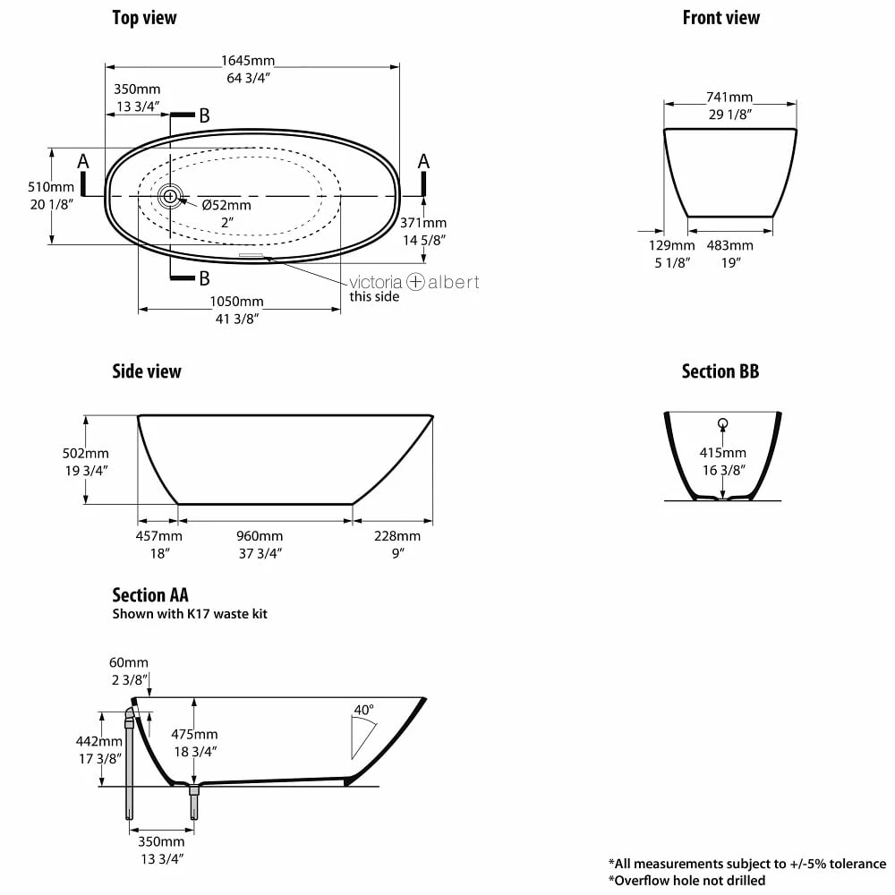 Victoria & Albert Mozzano Freistehende Badewanne 6 Victoria & Albert Mozzano Freistehende Badewanne – Bild 4
