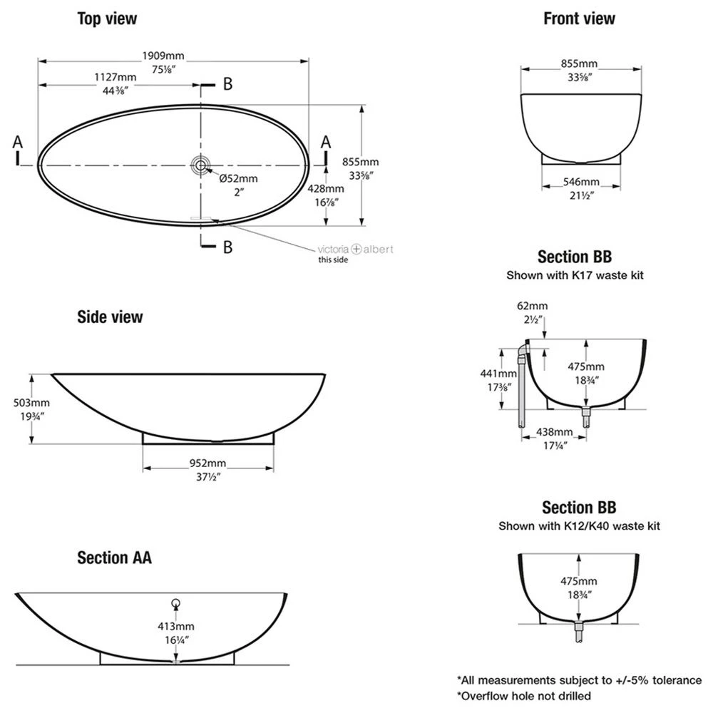 Victoria & Albert Napoli Freistehende Badewanne 6 Victoria & Albert Napoli Freistehende Badewanne – Bild 4