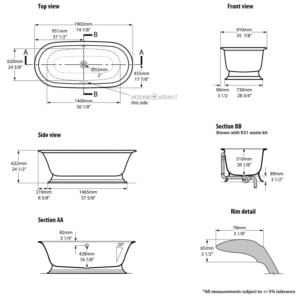 Victoria & Albert Radford Freistehende Badewanne 4 Victoria & Albert Radford Freistehende Badewanne – Bild 2