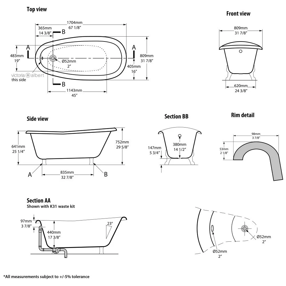 Victoria & Albert Roxburgh Freistehende Badewanne, Füße Metall Weiß 3 Victoria & Albert Roxburgh Freistehende Badewanne, Füße Metall Weiß